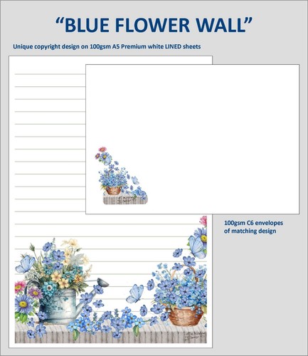 Blue flower wall a5 - "blue, wall"